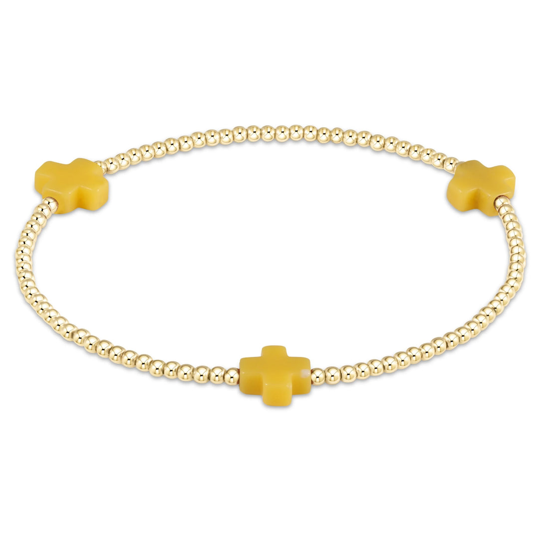CANARY SIGNATURE CROSS 2MM BEAD BRACELET
