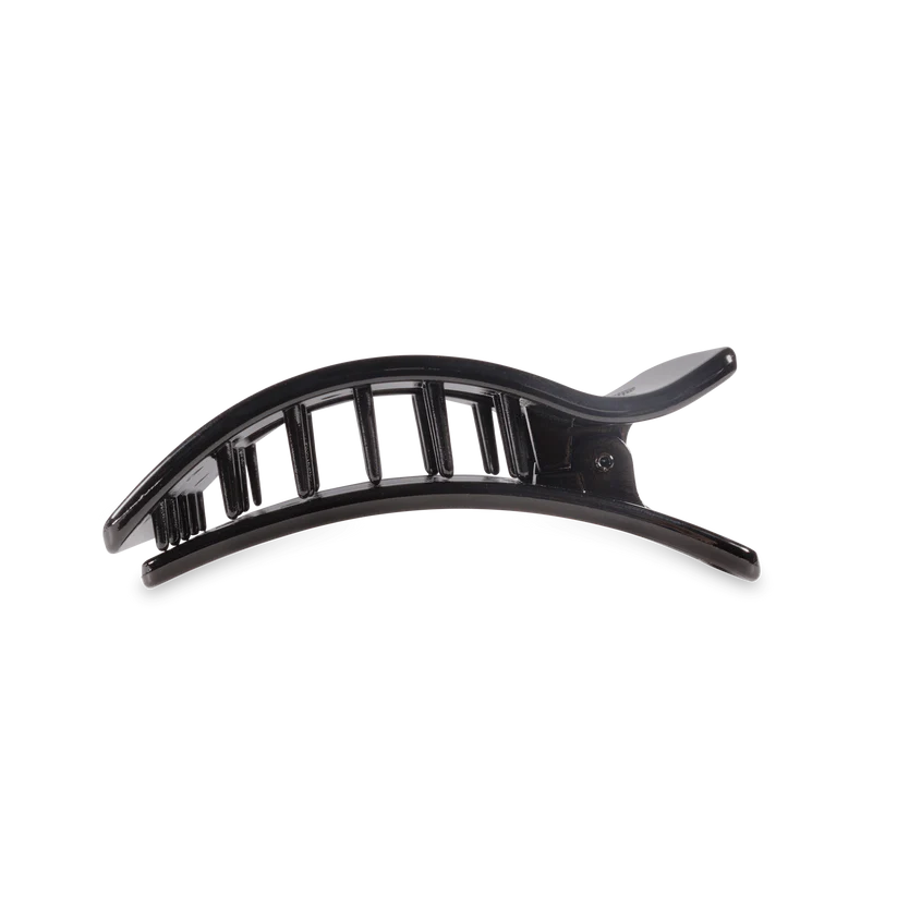 JET BLACK MEDIUM FLAT RECTANGLE HAIR CLIP