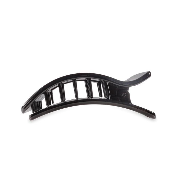 JET BLACK MEDIUM FLAT RECTANGLE HAIR CLIP