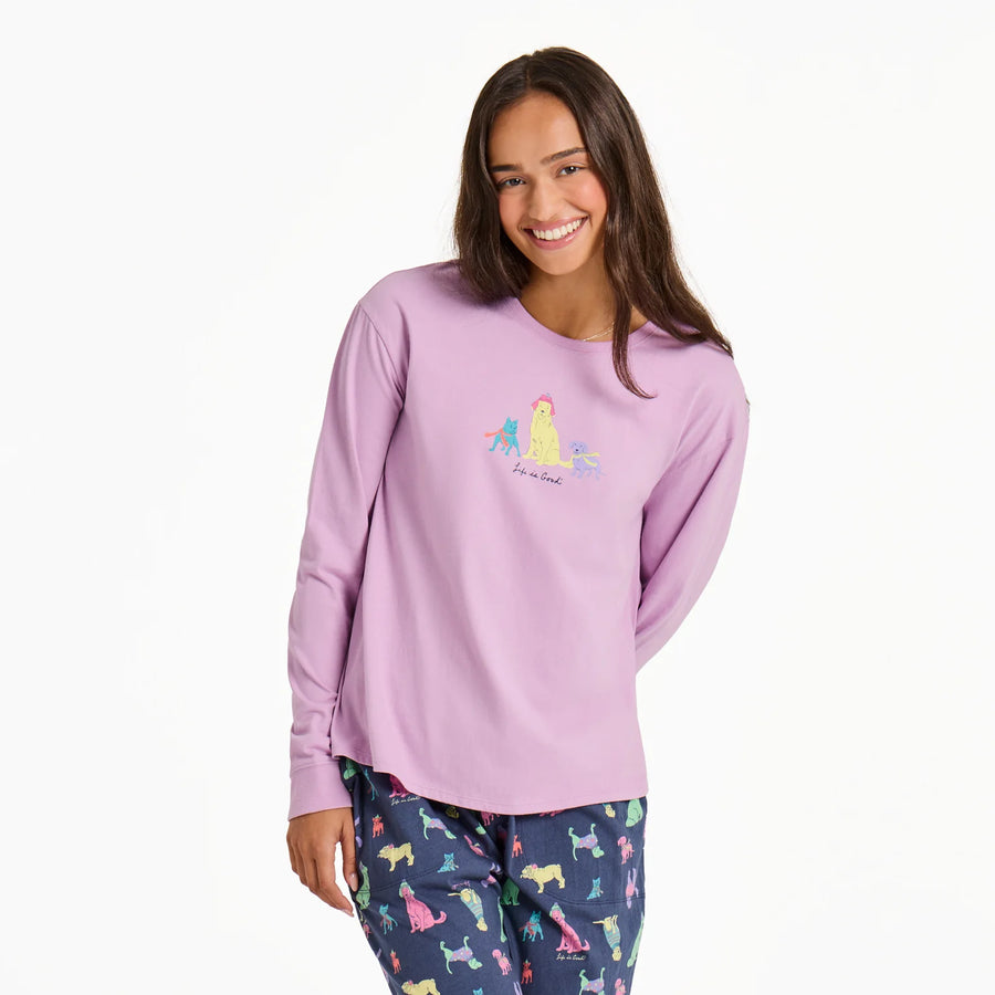 WOMEN’S WARM WINTER DOGS TRIO LONG SLEEVE SLEEP TEE
