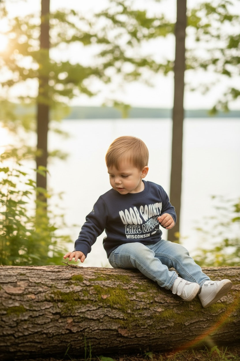 TODDLER NAVY DOOR COUNTY LAKE MICHIGAN SWEATSHIRT
