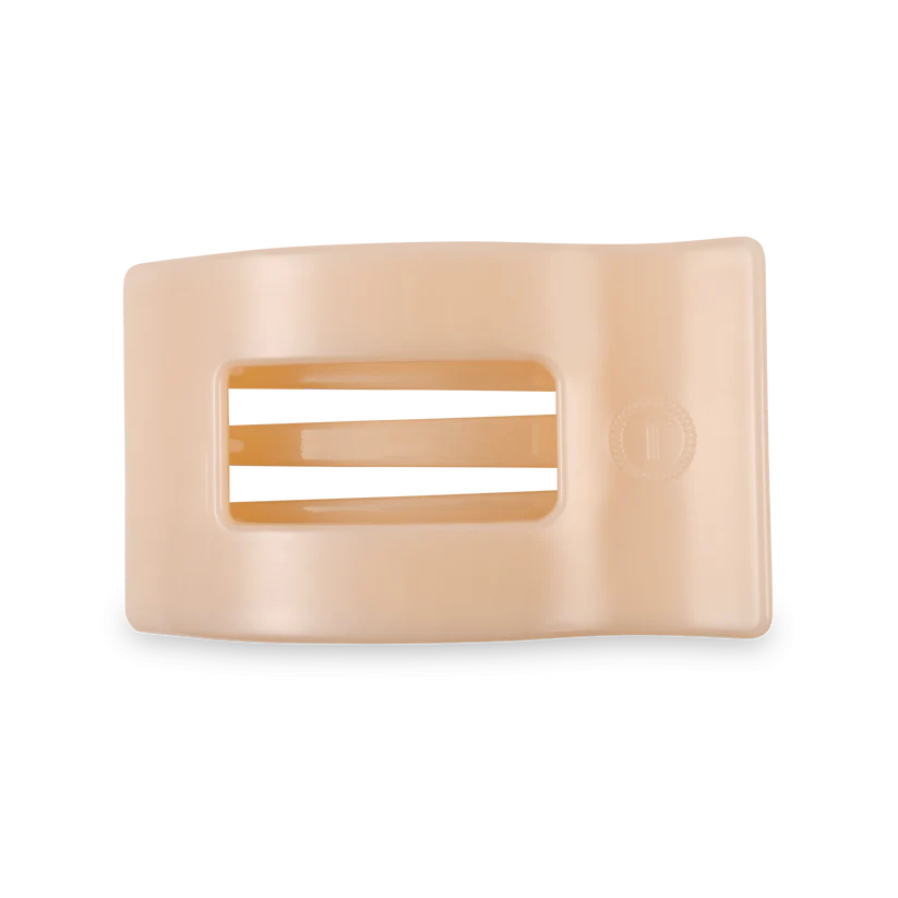 ALMOND BEIGE MEDIUM FLAT RECTANGLE HAIR CLIP

