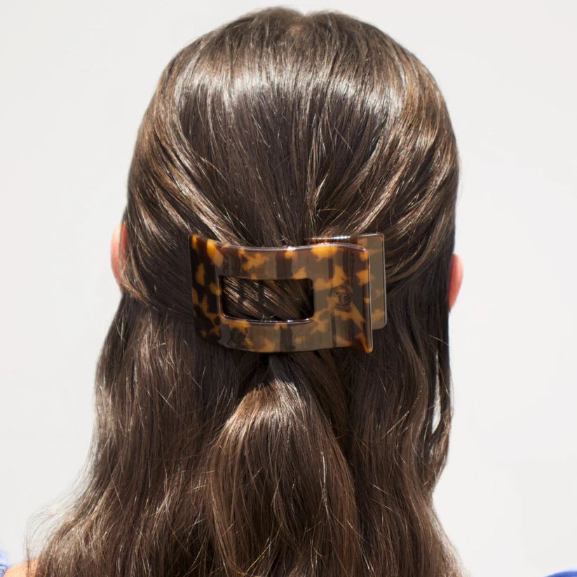TORTOISE SMALL FLAT RECTANGLE HAIR CLIP
