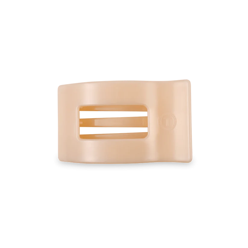 ALMOND BEIGE SMALL FLAT RECTANGLE HAIR CLIP

