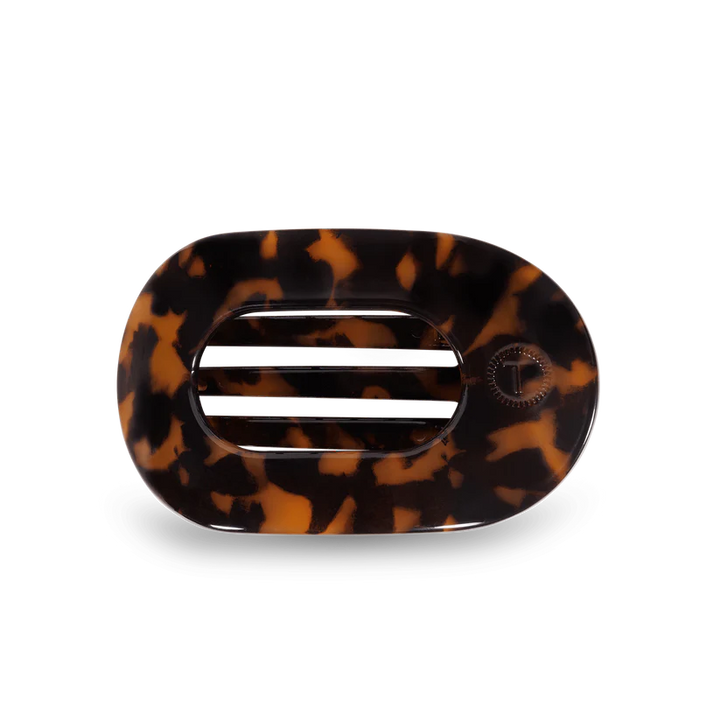 TORTOISE MEDIUM ROUND FLAT HAIR CLIP