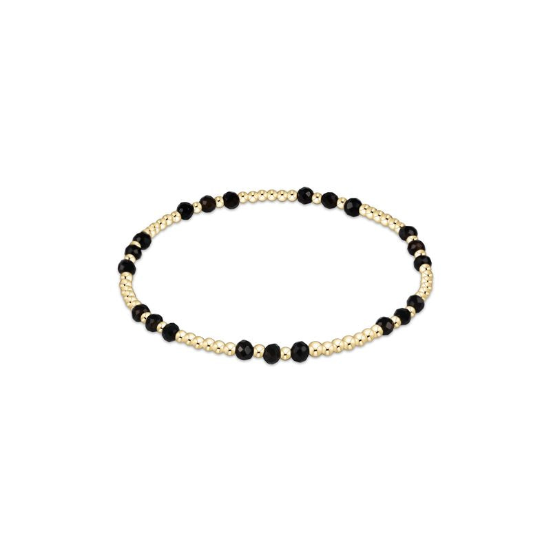 FACETED ONYX GOLD JOY PATTERN 3MM BEAD BRACELET
