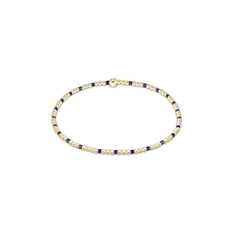 BLUE METALLIC HOPE SINCERITY PATTERN 2MM BEAD BRACELET
