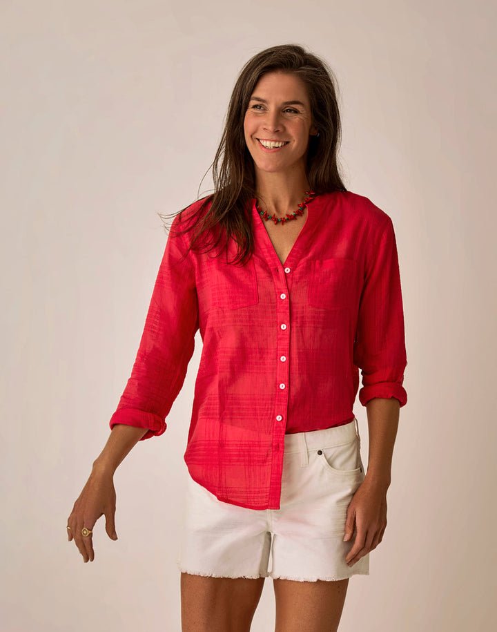 WATERMELON DYLAN TEXTURED TUNIC SHIRT