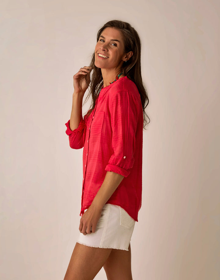 WATERMELON DYLAN TEXTURED TUNIC SHIRT