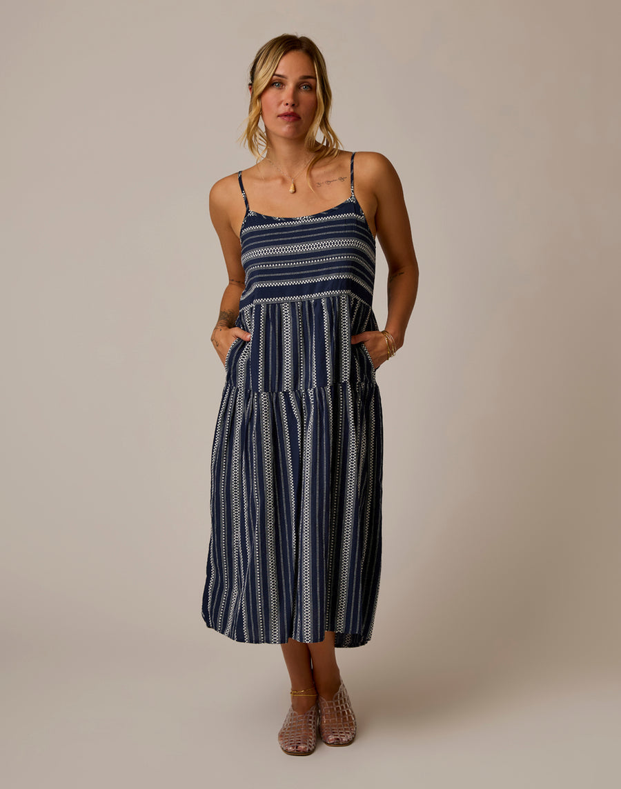 NAVY JACQUARD JACEY TEXTURED DRESS
