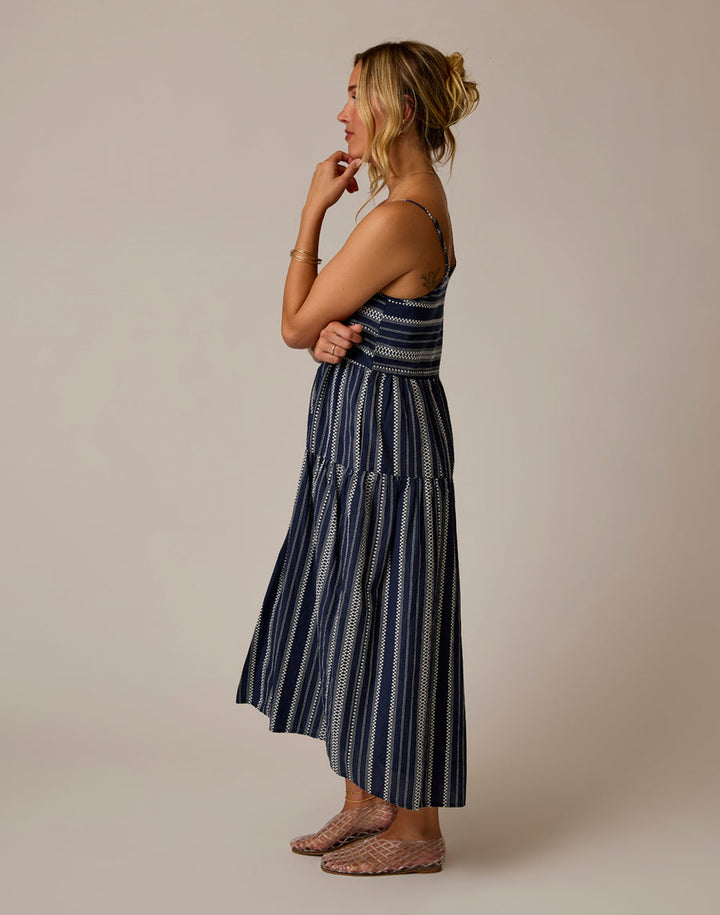 NAVY JACQUARD JACEY TEXTURED DRESS