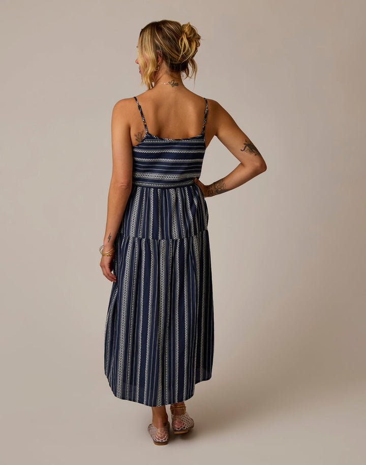 NAVY JACQUARD JACEY TEXTURED DRESS