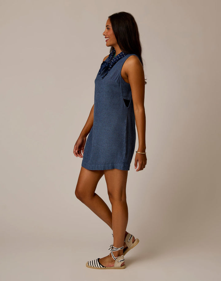 CAPTAIN CHAMBRAY SCOTTIE LINEN DRESS