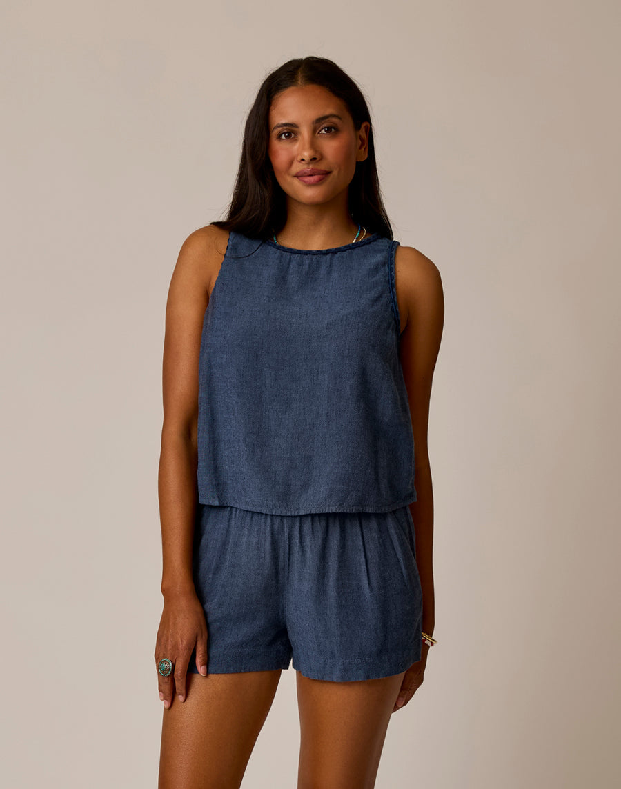 CAPTAIN CHAMBRAY LOU LINEN TANK
