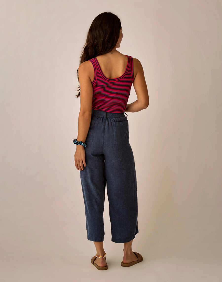 SUKI CAPTAIN CHAMBRAY LINEN PANT
