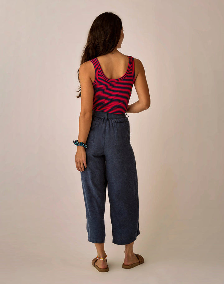 SUKI CAPTAIN CHAMBRAY LINEN PANT