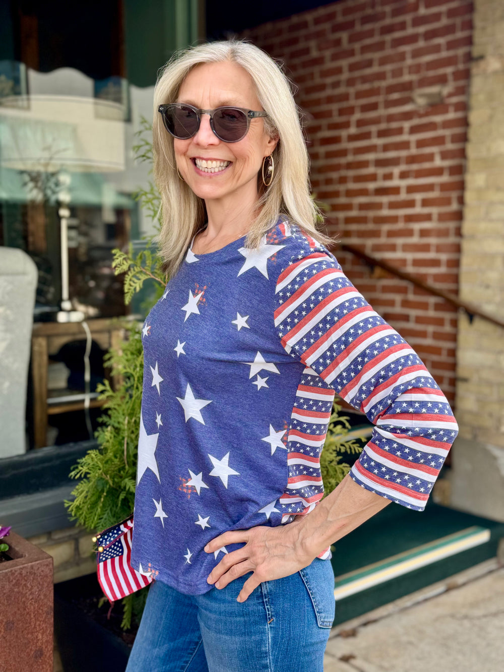 1776  3/4 SLEEVE BALLGAME TOP
