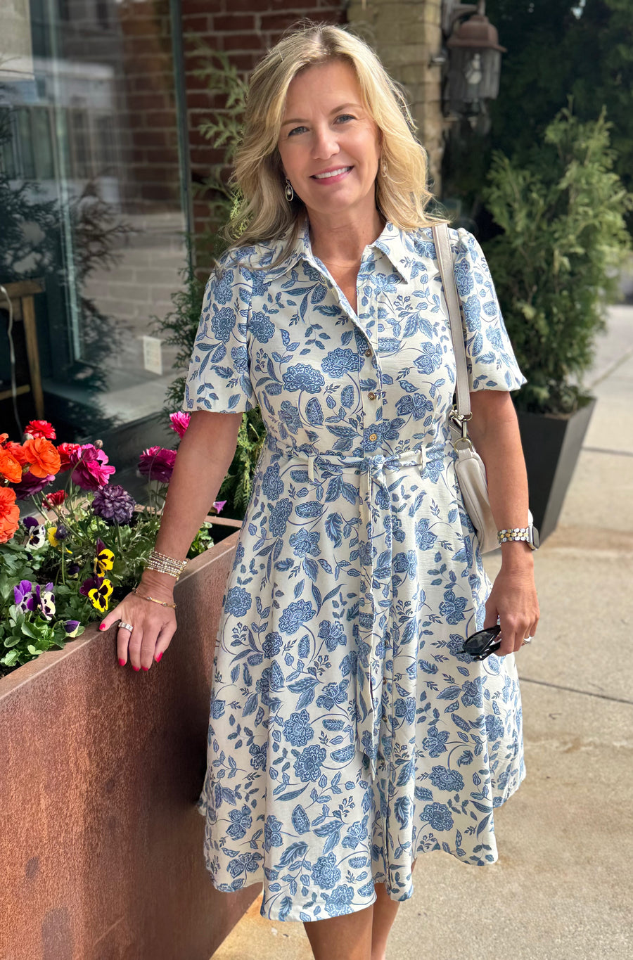 DASHA SAND FLORAL MIDI DRESS
