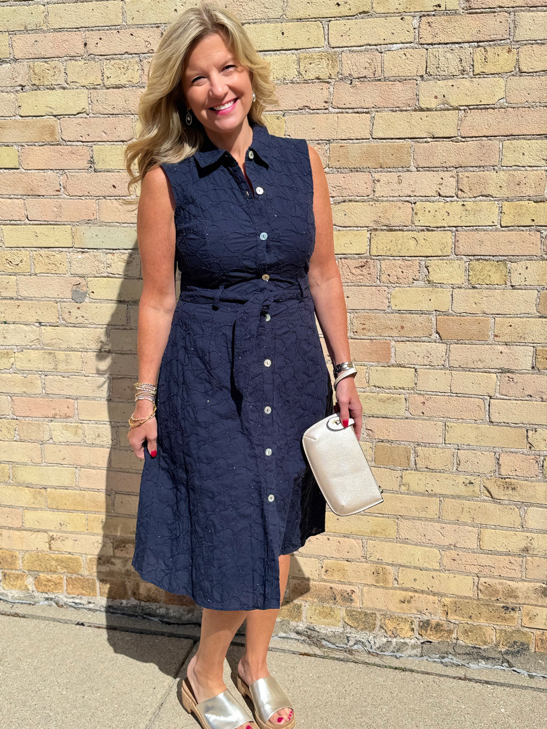 MIRANDA NAVY SLEEVELESS DRESS