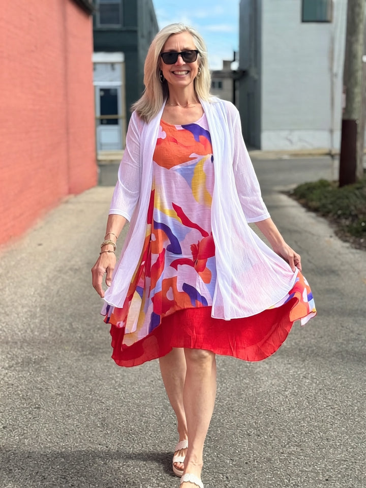 MILA RED DOUBLE LAYER DRESS