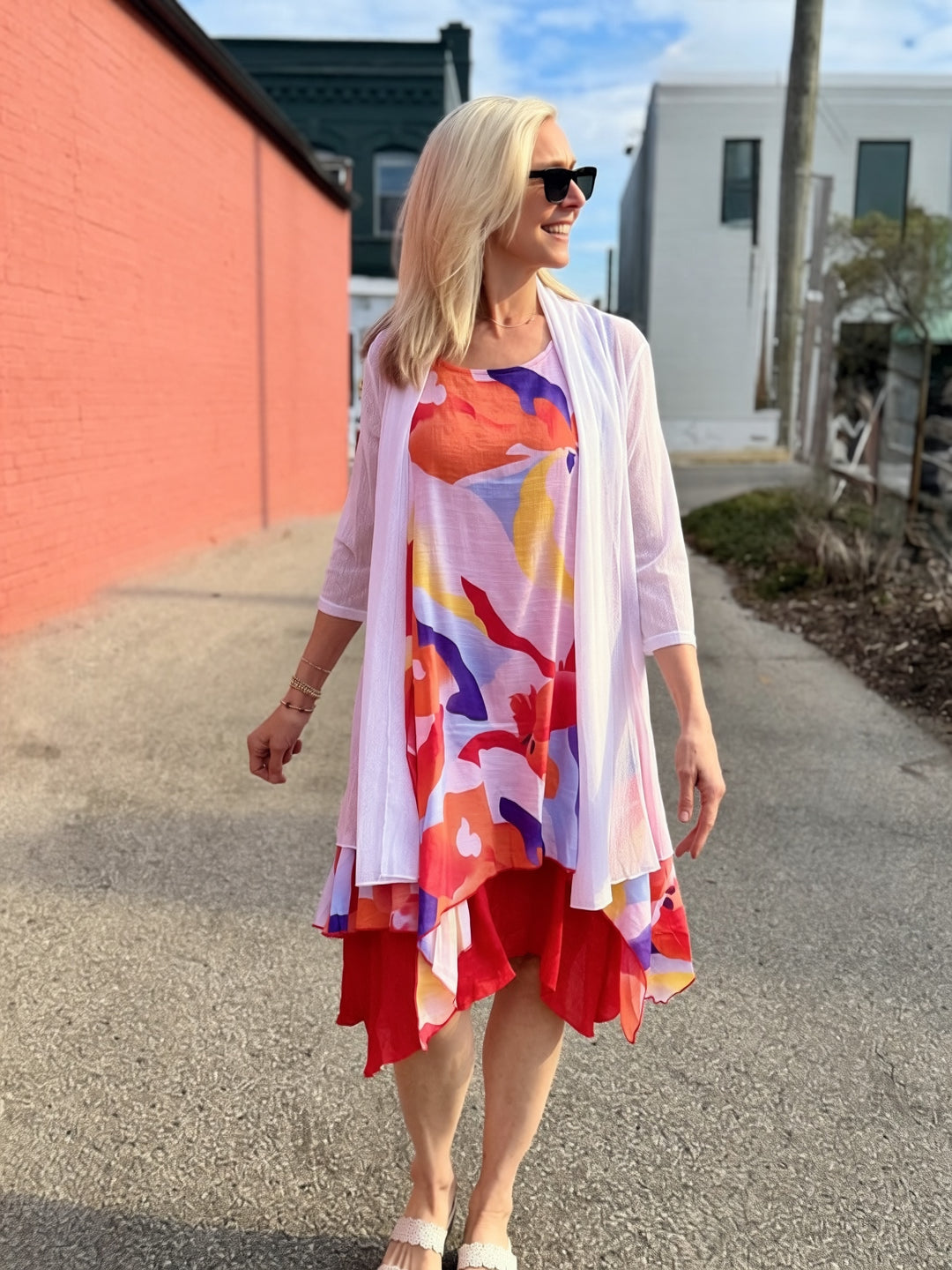 MILA RED DOUBLE LAYER DRESS