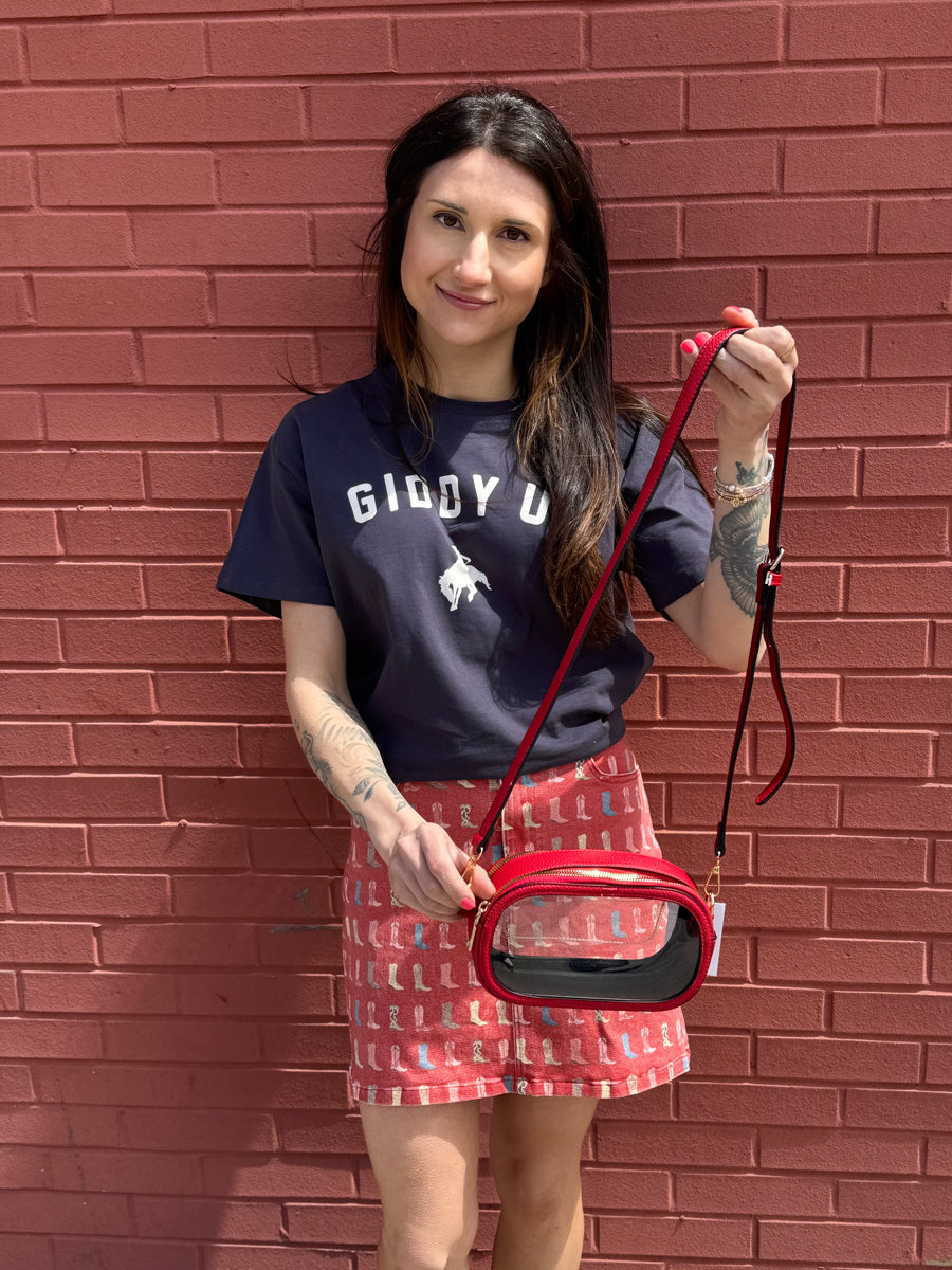 RED STADIUM CROSSBODY BAG

