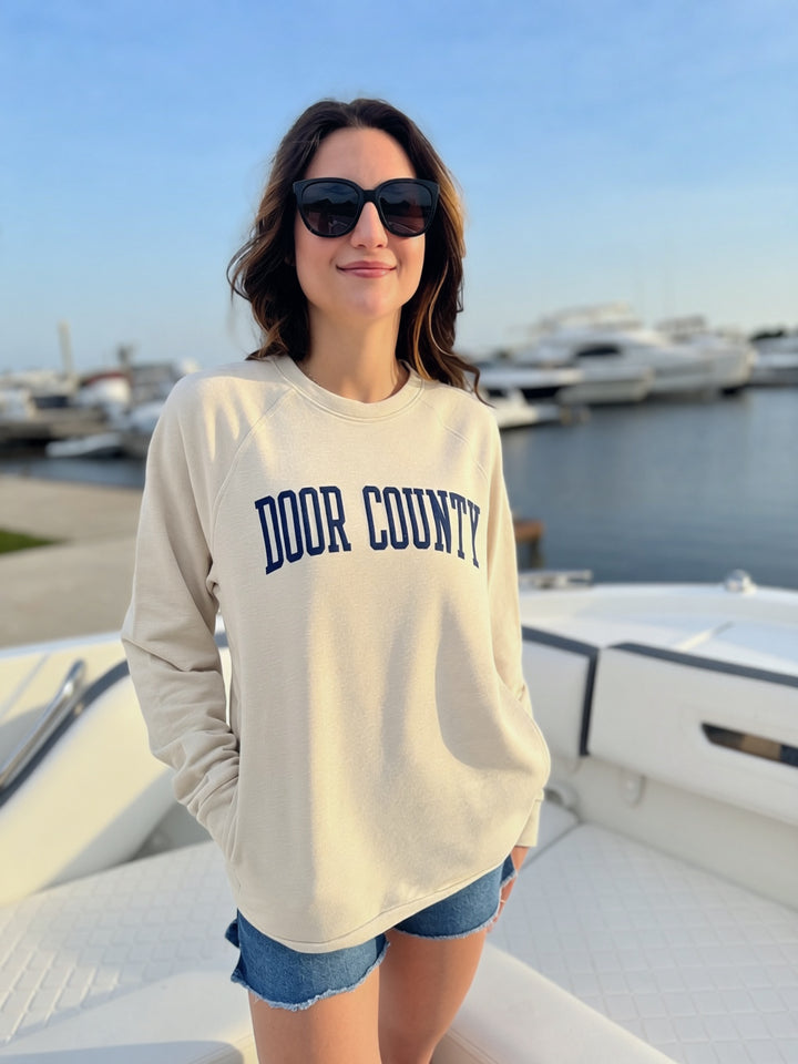 DOOR COUNTY MUSHROOM BEIGE WEEKENDER CREW SWEATSHIRT
