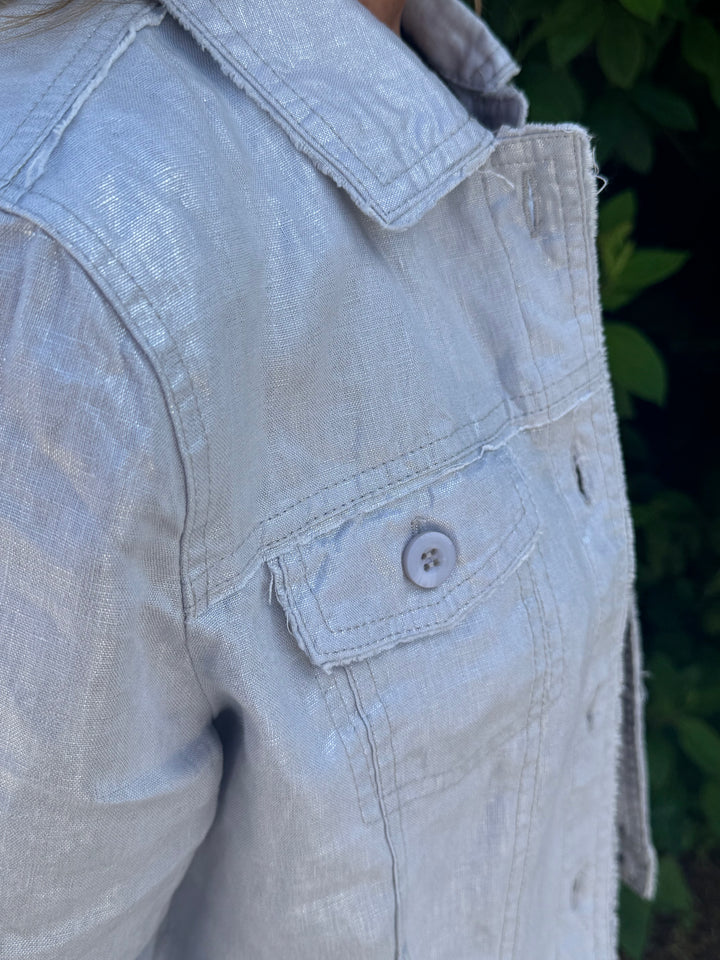 ALYSSA SILVER SHIMMER LINEN JACKET