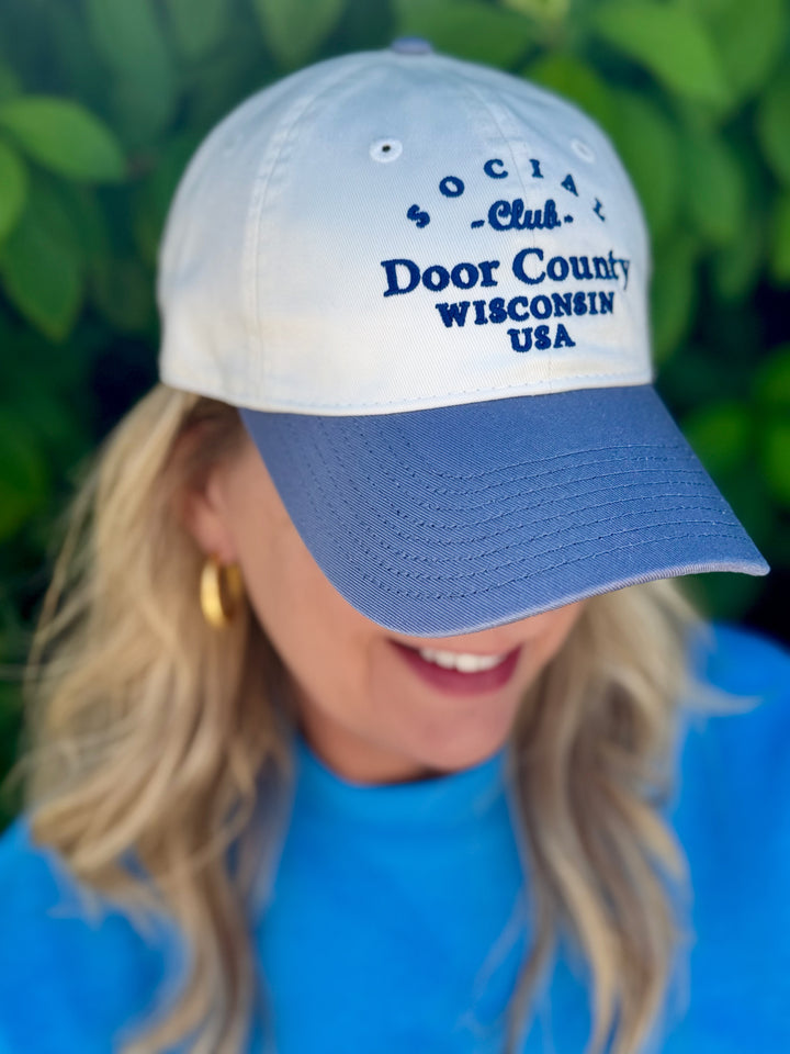 CHALK WHITE DOOR COUNTY SOCIAL CLUB BASEBALL HAT