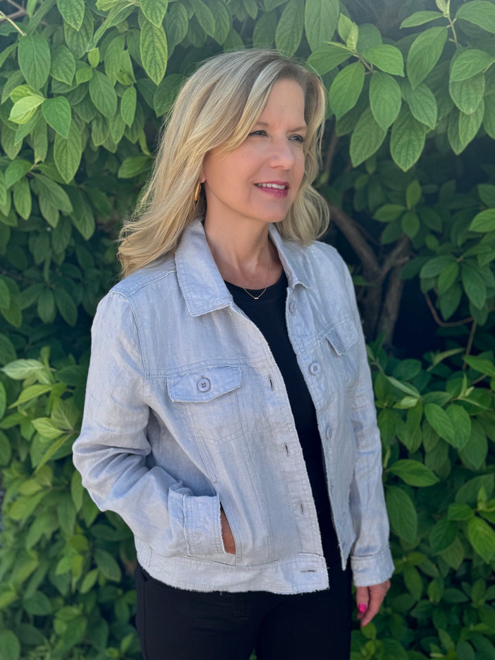 ALYSSA SILVER SHIMMER LINEN JACKET