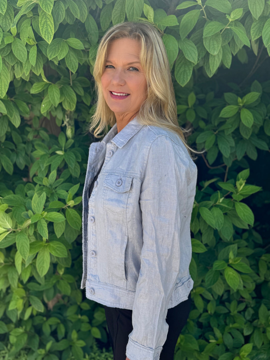 ALYSSA SILVER SHIMMER LINEN JACKET