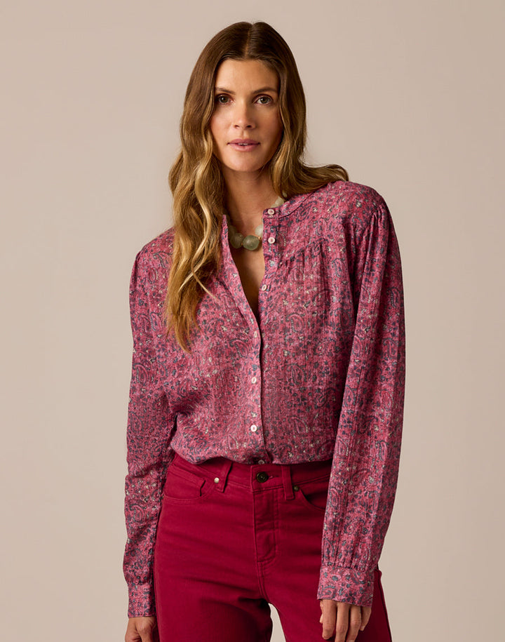 TATUM DEEP ROUGE BANDANA GAUZE TOP