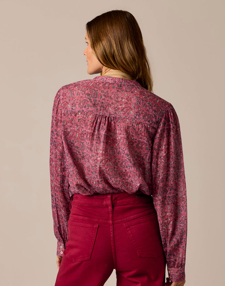 TATUM DEEP ROUGE BANDANA GAUZE TOP
