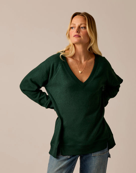 ALENA DARK PINE HEATHER SUPERSOFT KNIT TOP
