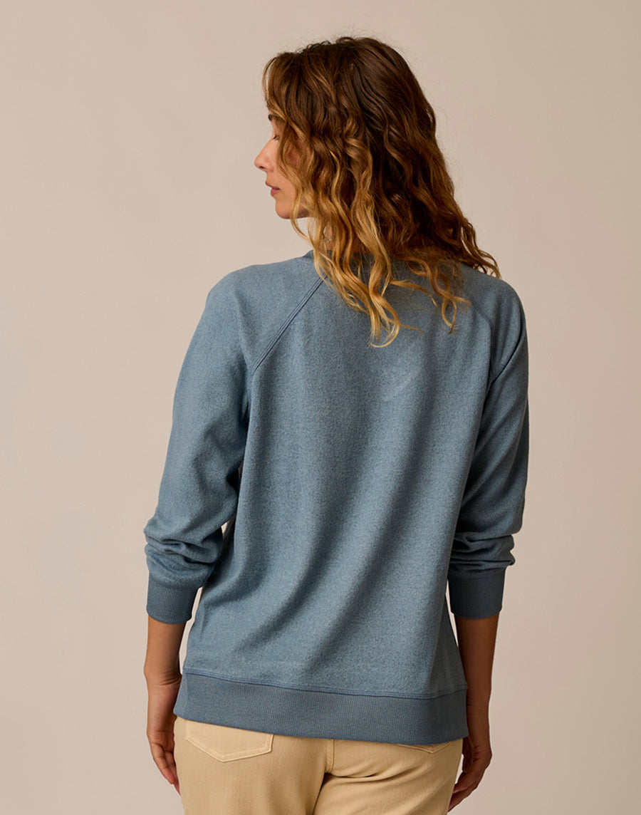 ALENA BLUE MIRAGE HEATHER SUPERSOFT KNIT TOP