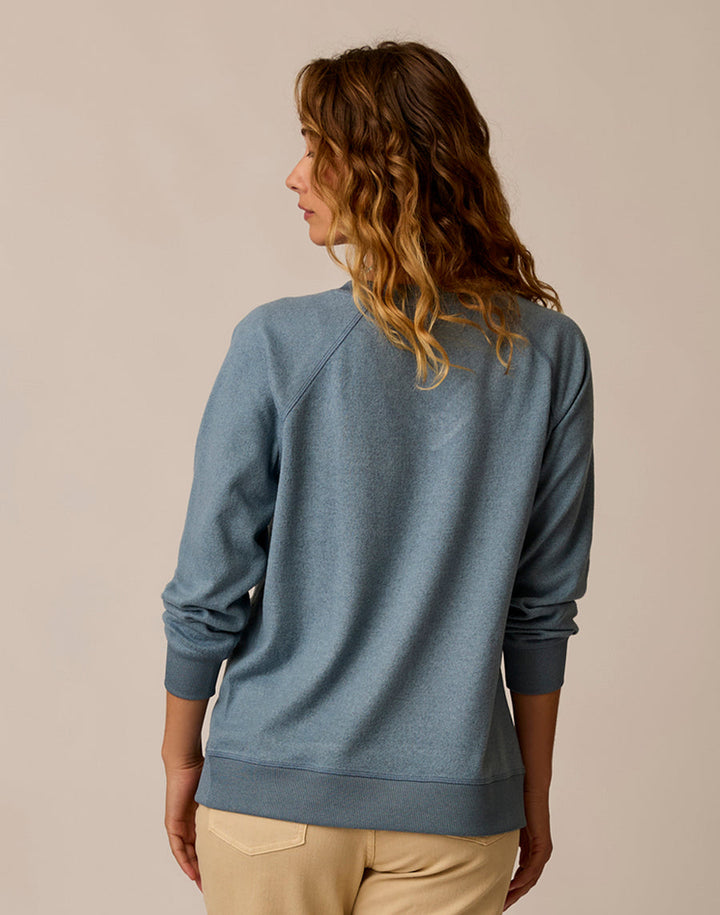 ALENA BLUE MIRAGE HEATHER SUPERSOFT KNIT TOP