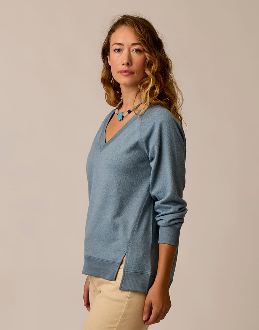 ALENA BLUE MIRAGE HEATHER SUPERSOFT KNIT TOP
