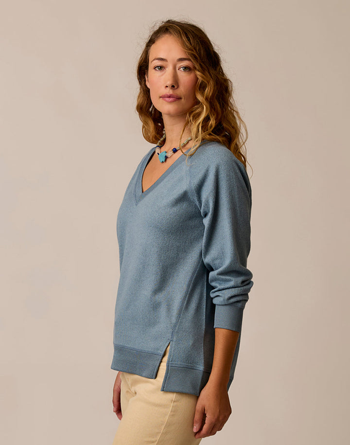 ALENA BLUE MIRAGE HEATHER SUPERSOFT KNIT TOP