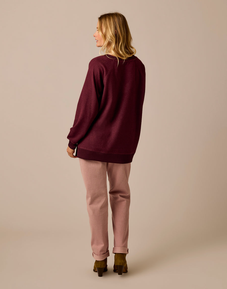 ALENA SANGRIA HEATHER SUPERSOFT KNIT TOP