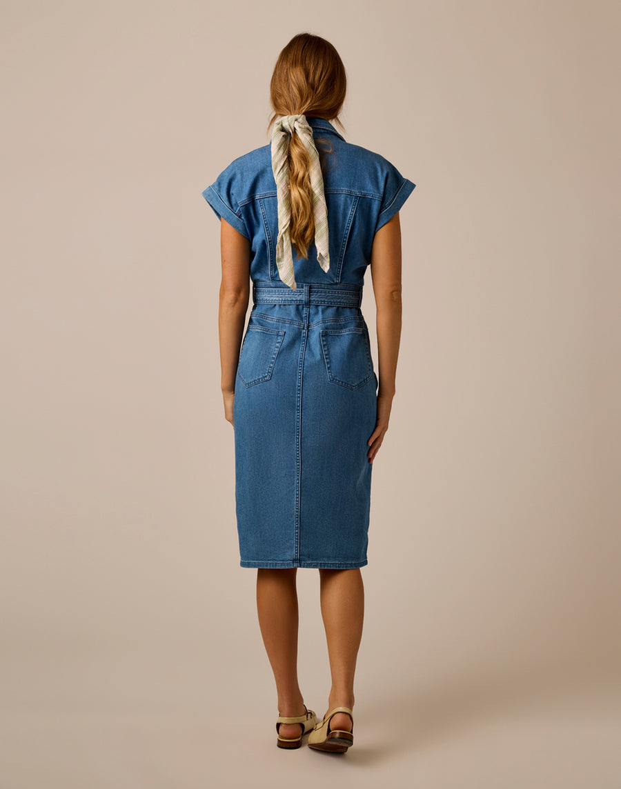FRANNY MAGNOLIA WASH LIGHT WEIGHT DENIM DRESS