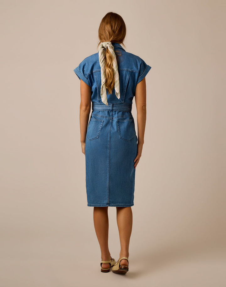 FRANNY MAGNOLIA WASH LIGHT WEIGHT DENIM DRESS