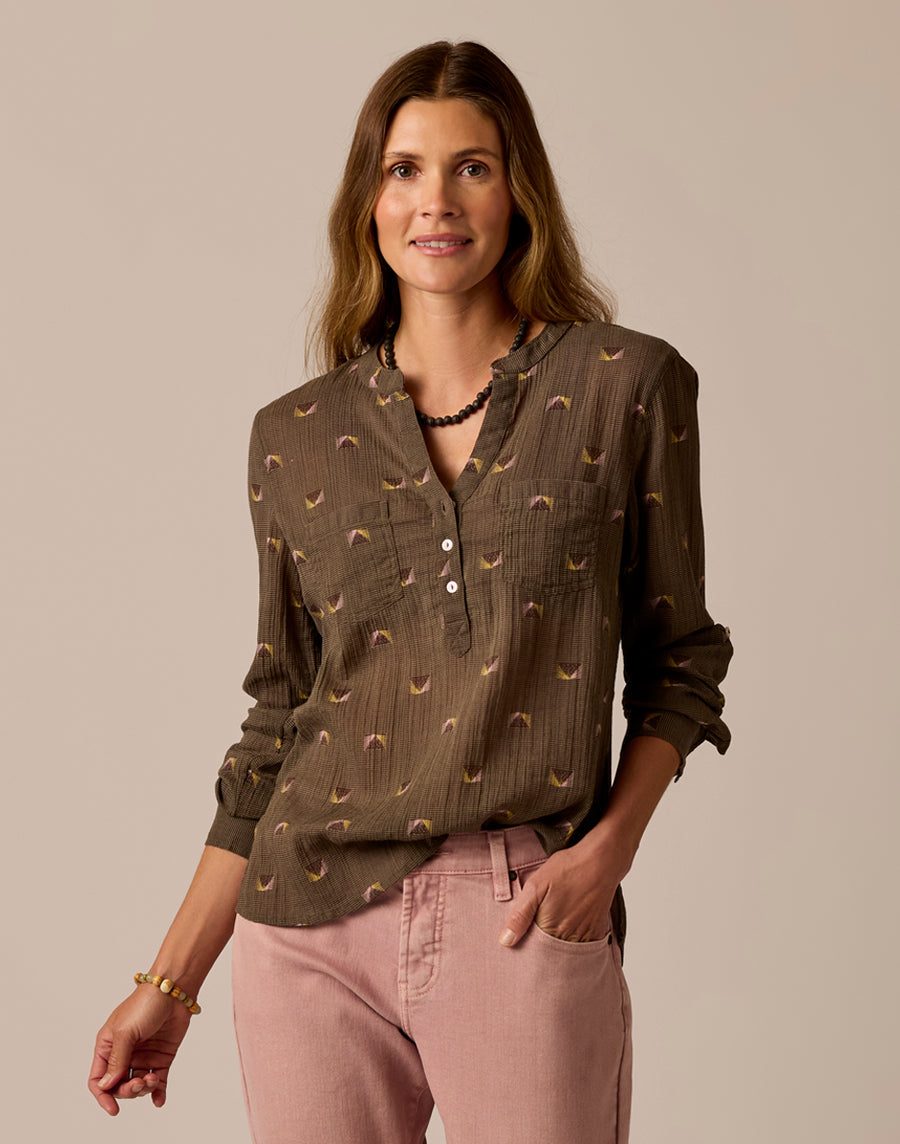 DARK OLIVE VISTA DYLAN GAUZE SHIRT
