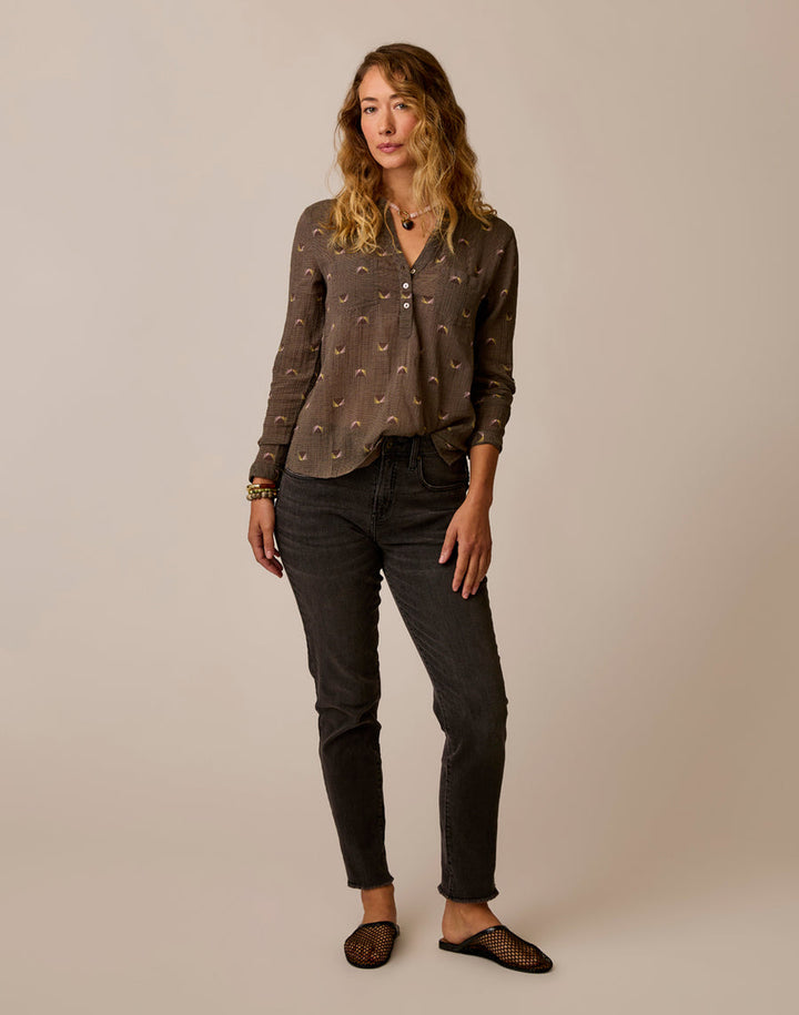 DARK OLIVE VISTA DYLAN GAUZE SHIRT