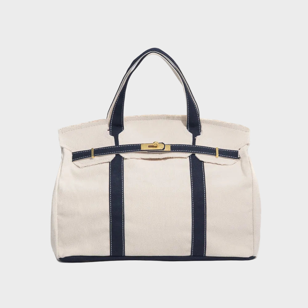 NAVY & IVORY BOATKIN CANVAS TOTE BAG
