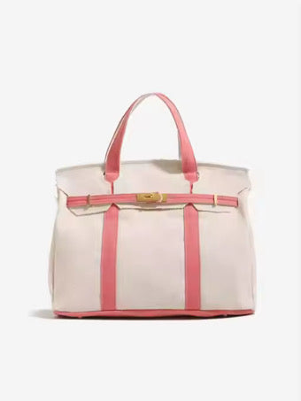 PINK & IVORY BOATKIN CANVAS TOTE BAG
