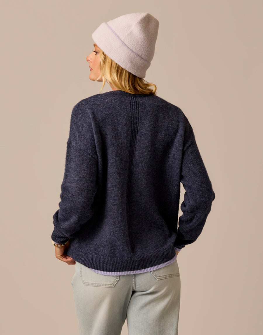 DRUE NAVY W/DARK DAWN FUZZY SWEATER
