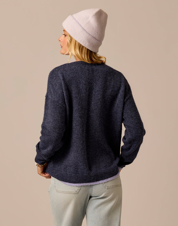 DRUE NAVY W/DARK DAWN FUZZY SWEATER