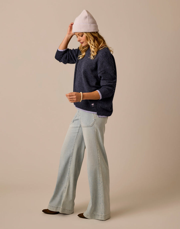 DRUE NAVY W/DARK DAWN FUZZY SWEATER