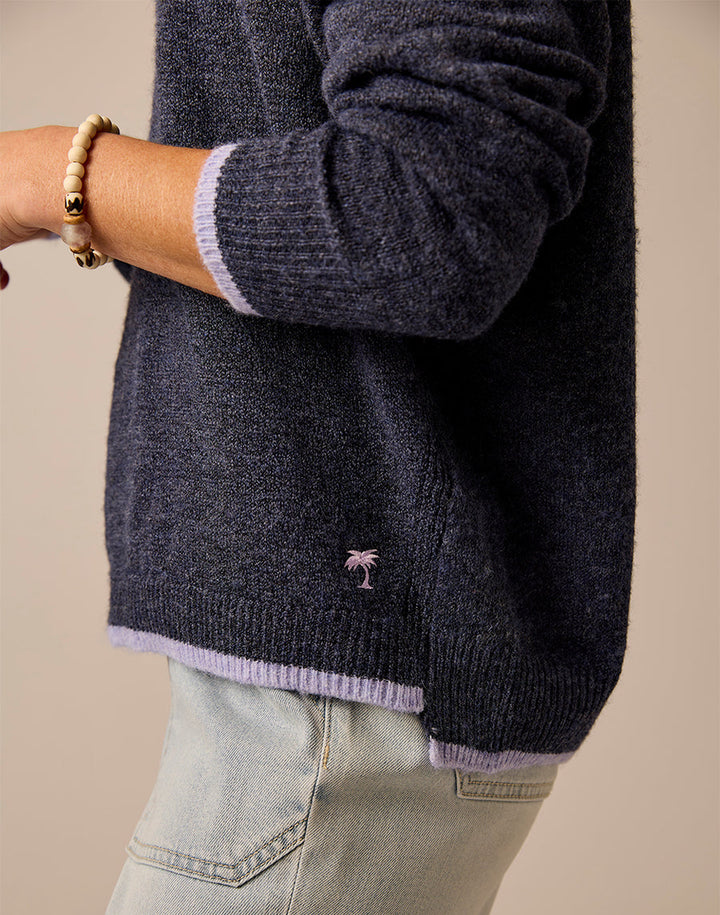 DRUE NAVY W/DARK DAWN FUZZY SWEATER