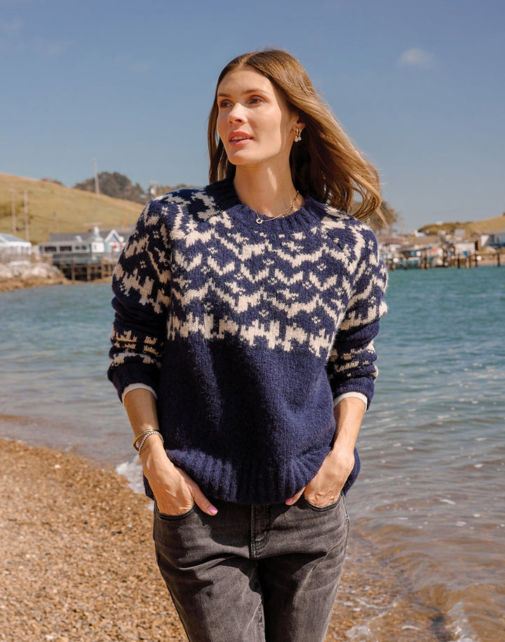 ARIA NAVY FAIRISLE SWEATER
